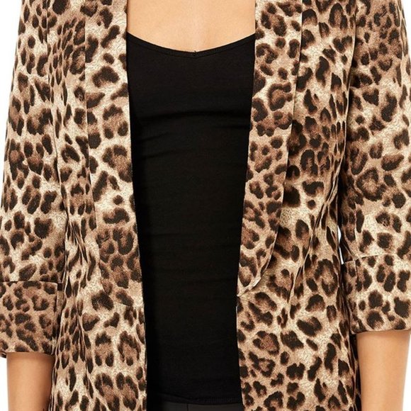 Glamorous Brand Leopard Open-Front Blazer; Small - Picture 2 of 5